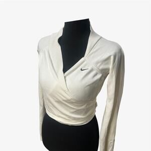 Y2K Nike White Wrap Cardigan Balletcore Tie Back Cropped Sweater
